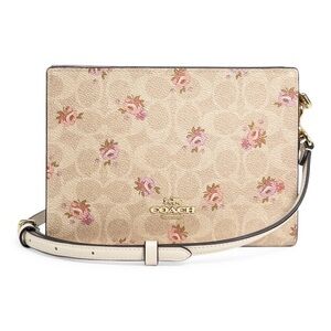 Coach Small Slim Crossbody Bag in Signature Canvas with Floral Print NWT